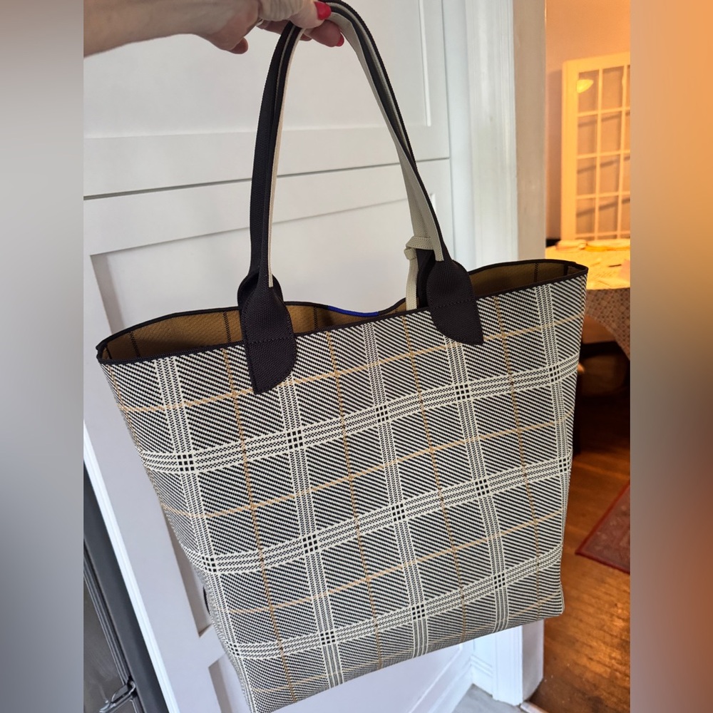Rothy's Black and Glen Plaid Lightweight Tote
